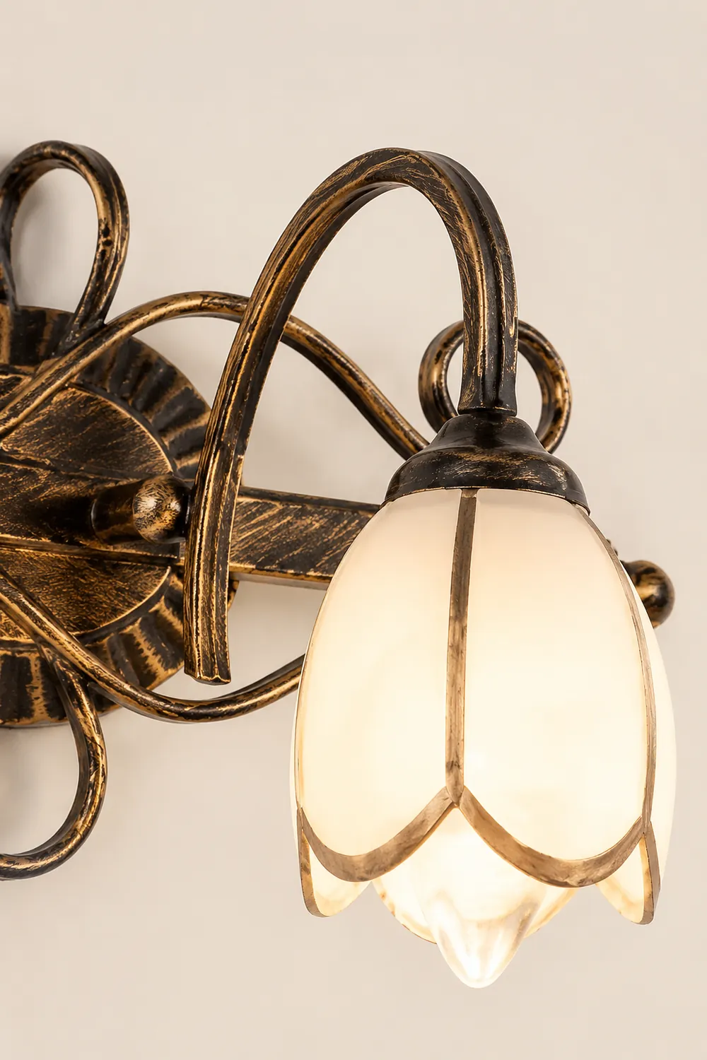 Félicie Antique Brass Flower Mirror Front Vanity Wall Lamp - Lumpaz