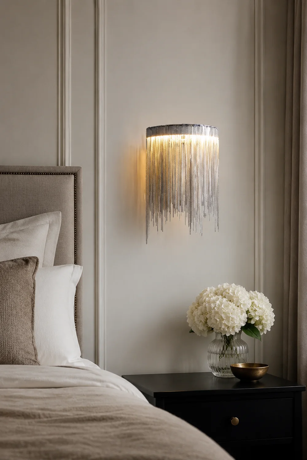 Colon Wall Lamp Decorative/Modern, Tassel Chain, Silver, Living Room - Lumpaz