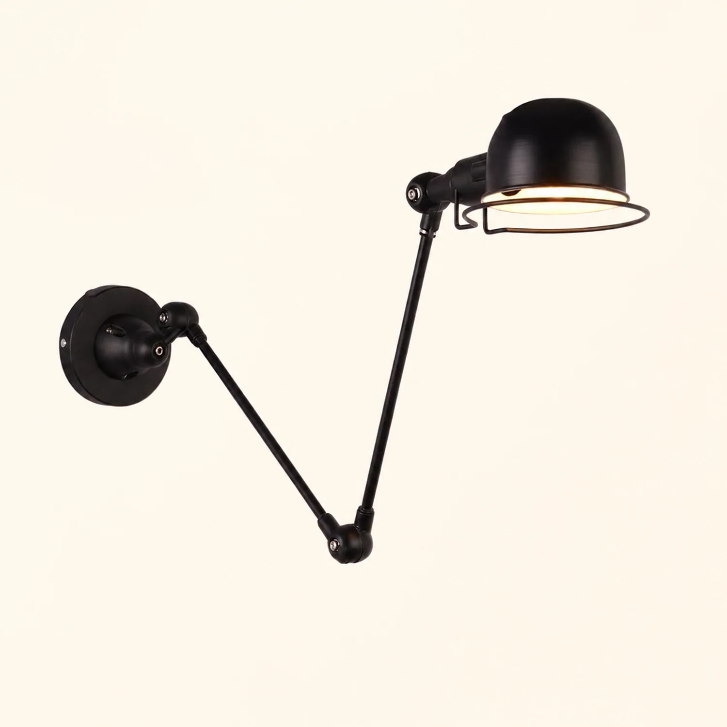 Brady Wall Lamp Dome Modern, Metal Arm Adjustable, Black/White, Bedroom - Lumpaz