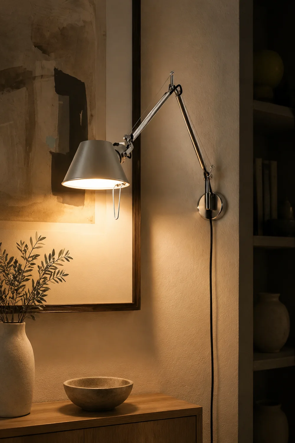 Brady Wall Lamp Dome Modern, Metal Adjustable, Silver, Living Room - Lumpaz