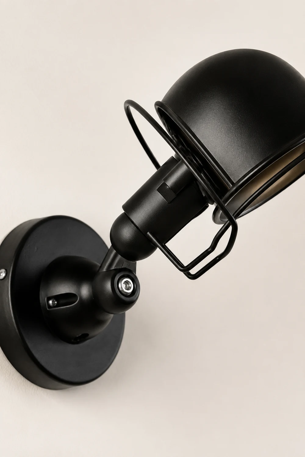 Alessio Wall Lamp Dome Retro, Adjustable Metal, Black, Living Room - Lumpaz