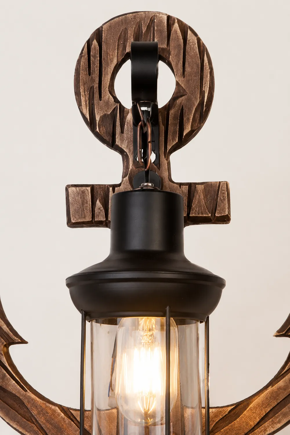 Alessio Wall Lamp Vintage Anchor Black Wooden, Living Room - Lumpaz