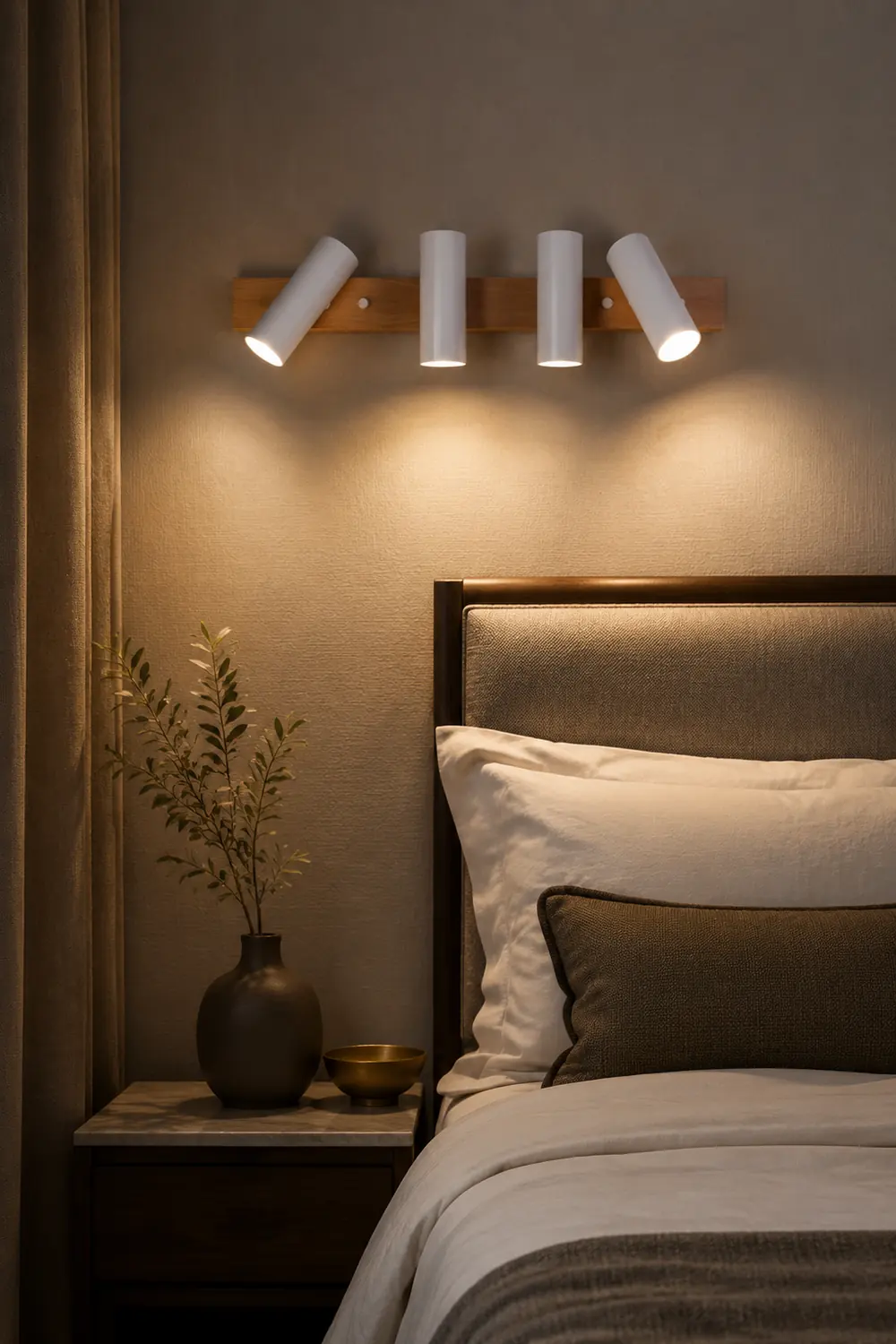 Ozawa Rotatable Spotlight Mirror Front Vanity Wall Lamp, Wood/Metal - Lumpaz