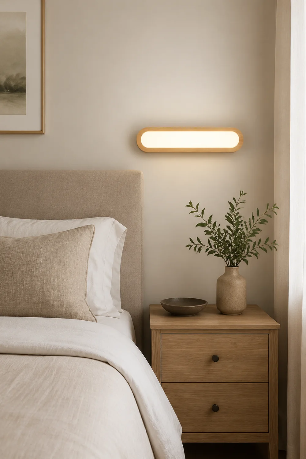 Ozawa Rectangular Wooden Energy Saving Oblong Wall Lamp - Lumpaz