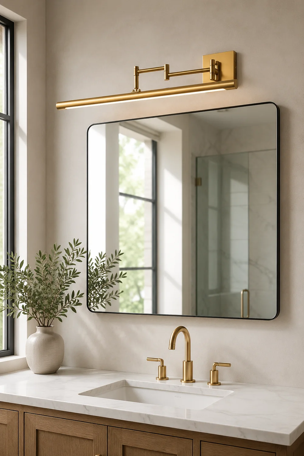 Edge Modern Adjustable Mirror Front Vanity Metal Acrylic LED Wall Lamp - Lumpaz