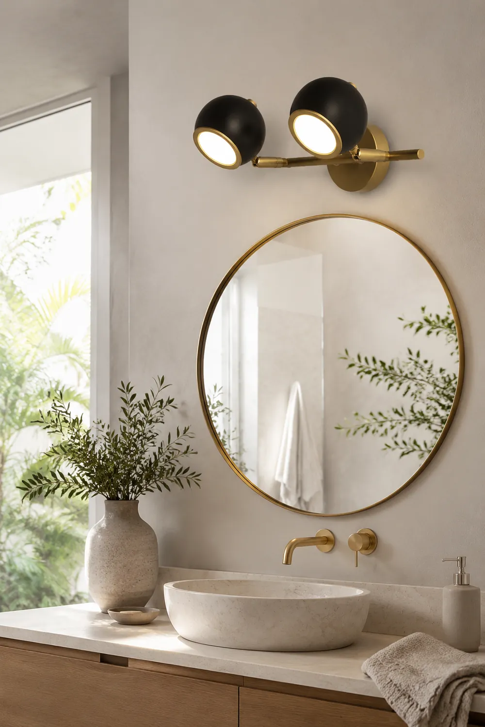 Leigh Modern Globe Metal&Acrylic Wall Lamps, Black/White - Lumpaz