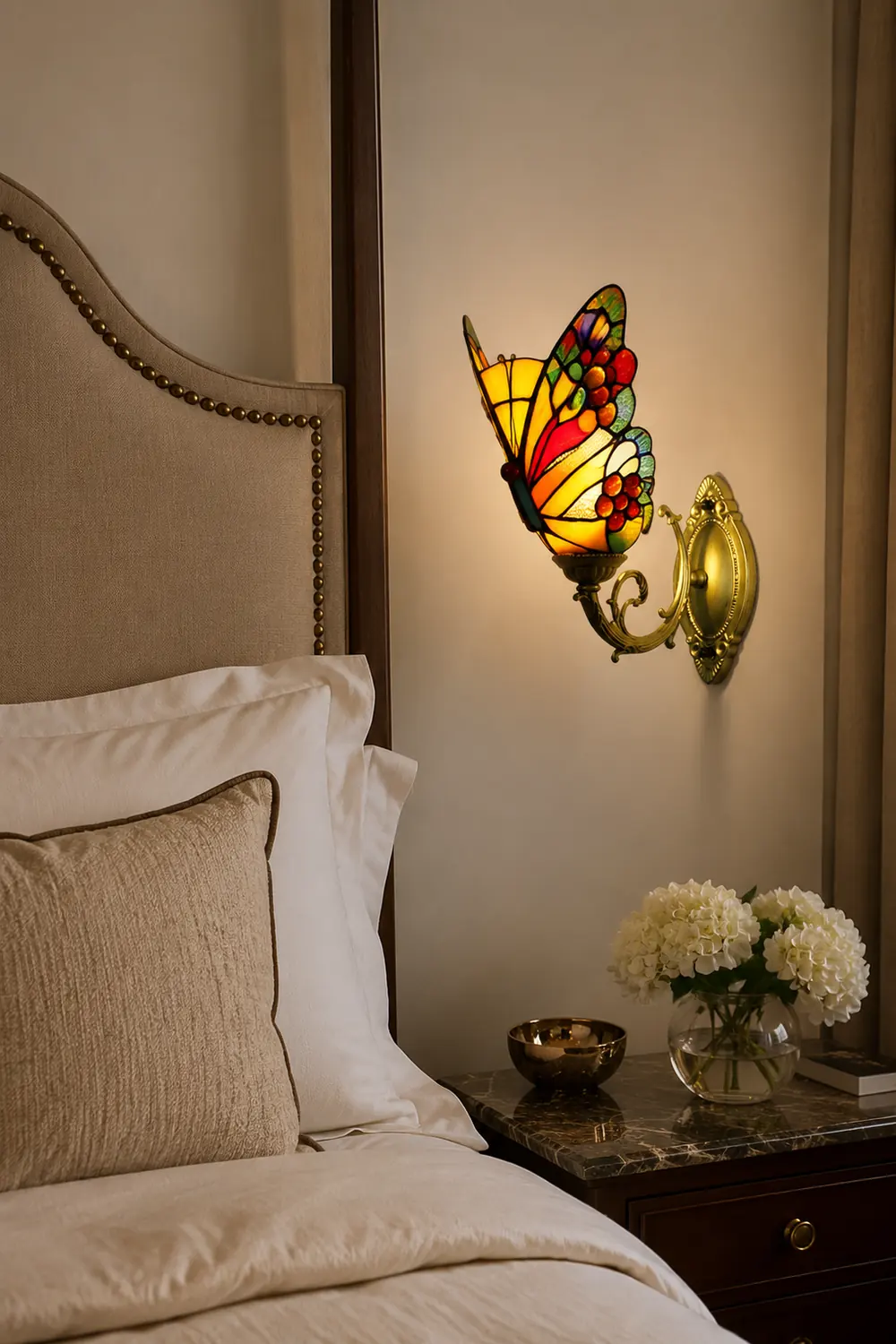 Kady Artistic Butterfly Metal/Glass Lamps Wall, Red/Blue/Multi-Color/Light Blue - Lumpaz
