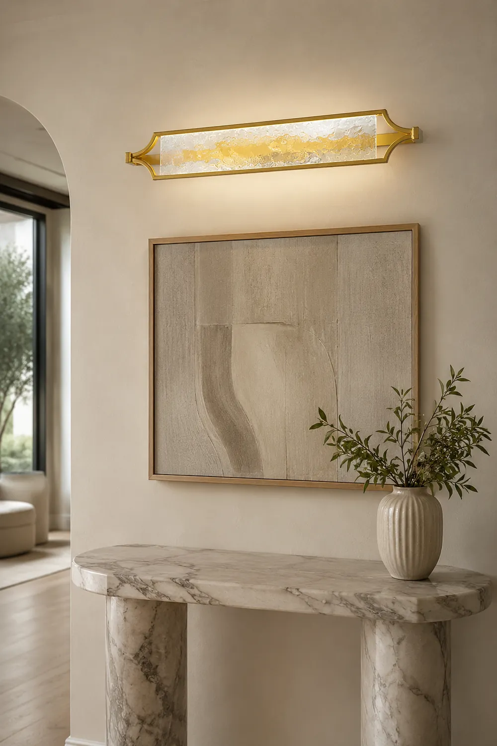 Leigh Wall Lamp Modern LED Mirror Front Vanity, White/Gold, Dining Room - Lumpaz