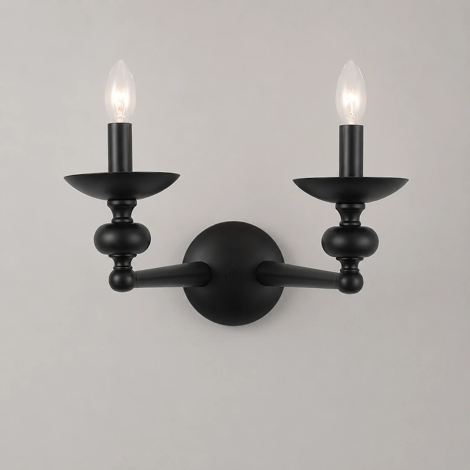 Alessio Retro Candle Wall Lamp/Black Chandelier for Living Room, Dining Room - Lumpaz