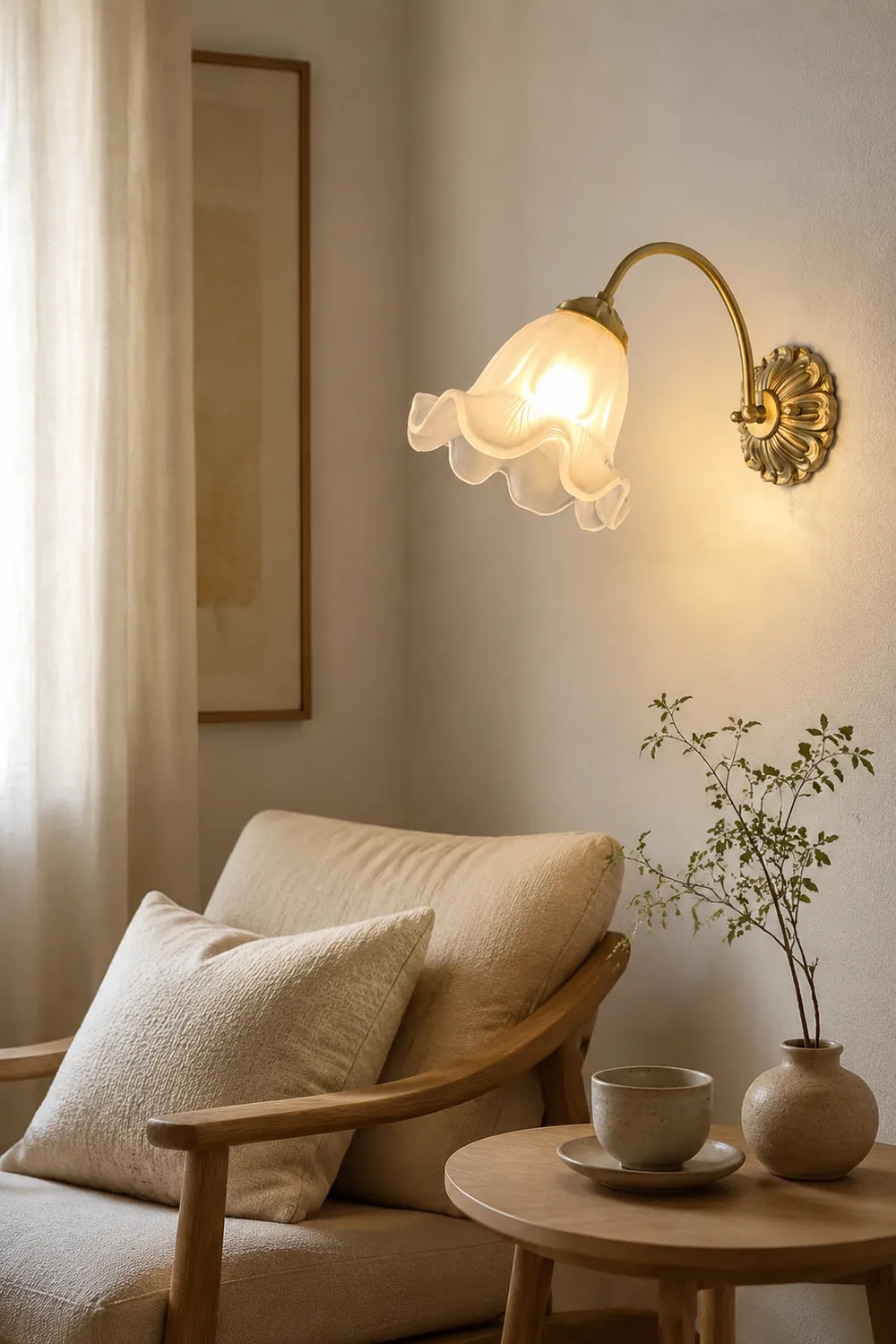 Bella Retro LED Wall Lamp Indoor Gold Metal Glass Bedroom Balcony - Lumpaz