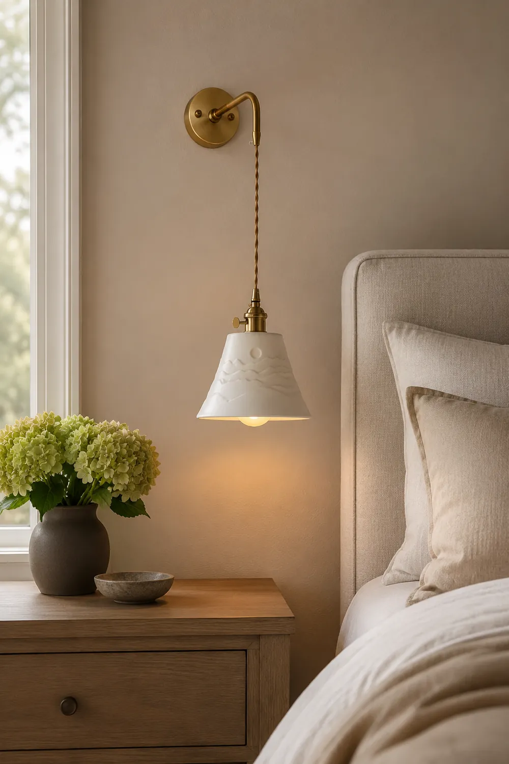 Lottie Modern Cone Wall Lamp, Metal/Ceramics - Lumpaz