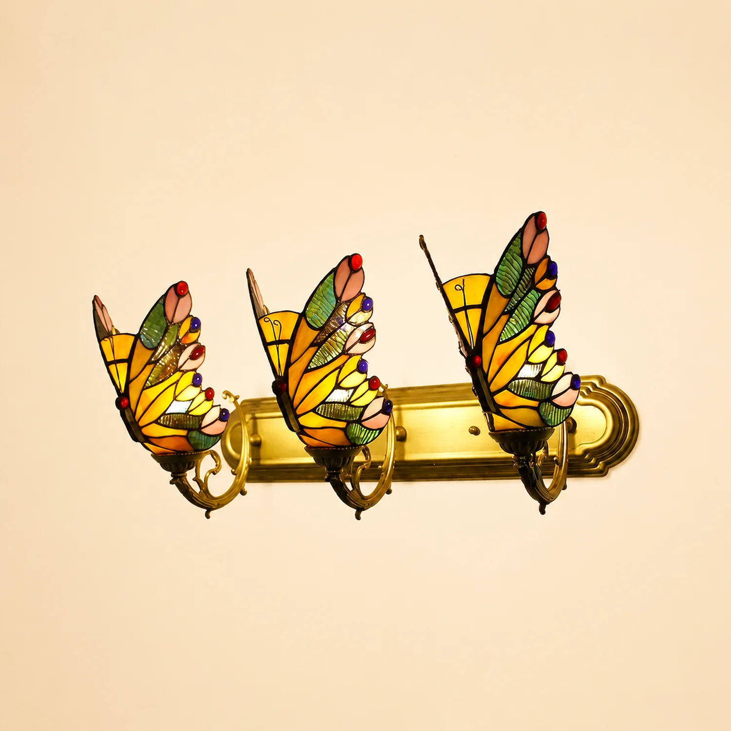Kady Artistic Butterfly Metal/Glass Lamps Wall, Red/Blue/Multi-Color/Light Blue - Lumpaz