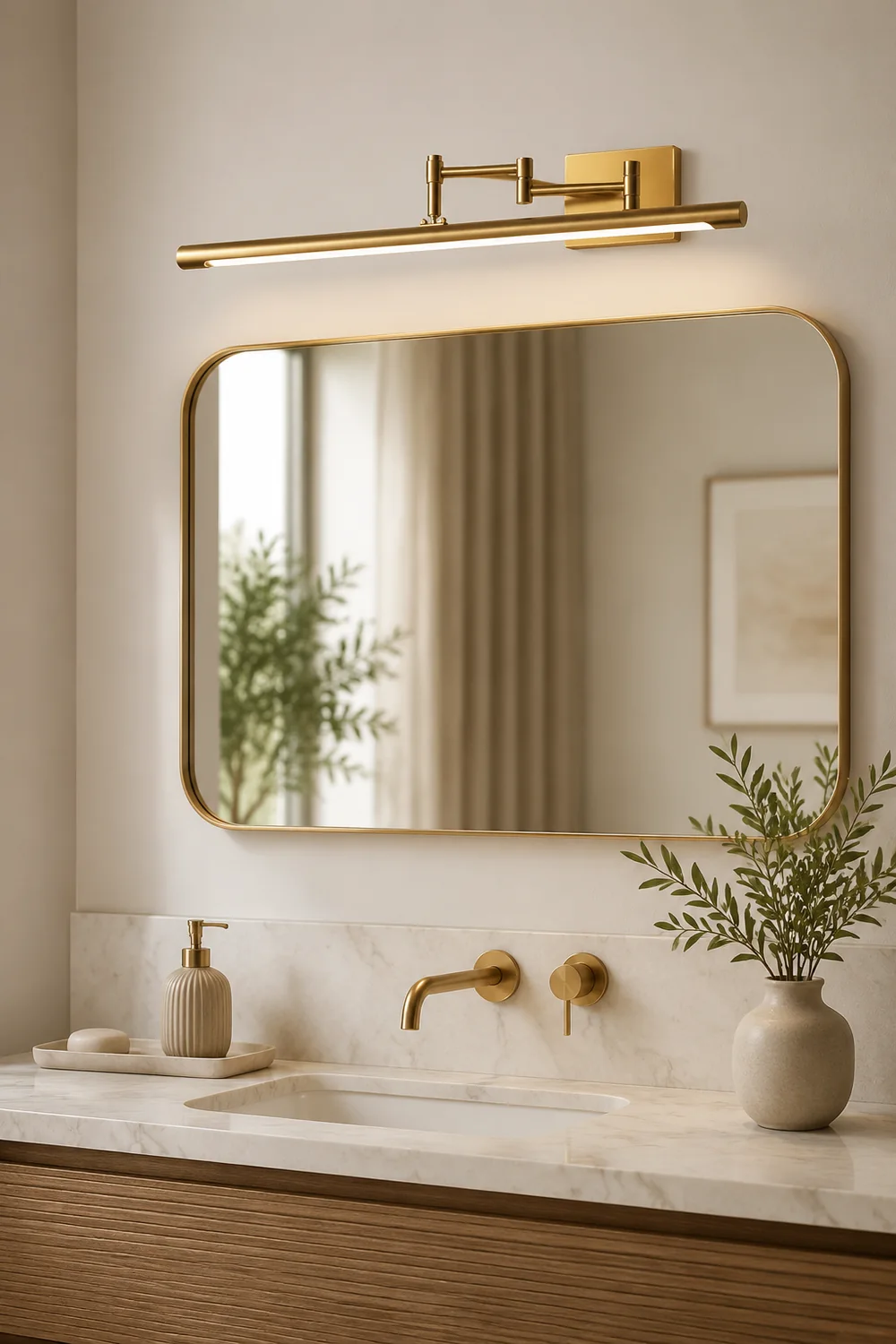 Edge Modern Adjustable Mirror Front Vanity Metal Acrylic LED Wall Lamp - Lumpaz