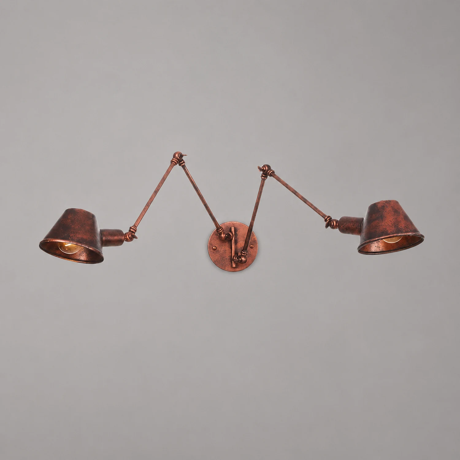 Brady Vintage Adjustable Metal Wall Lamp, Black/Rust, Bedroom - Lumpaz