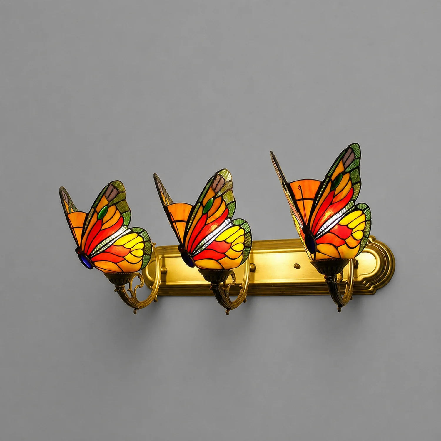 Kady Artistic Butterfly Metal/Glass Lamps Wall, Red/Blue/Multi-Color/Light Blue - Lumpaz