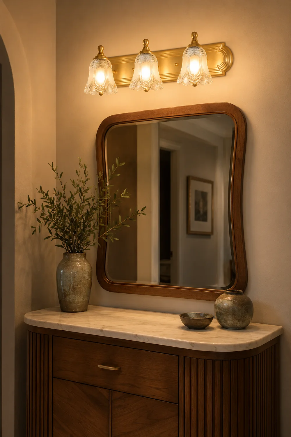 Félicie Modern Flower Metal Vanity Wall Lamp, Gold - Lumpaz