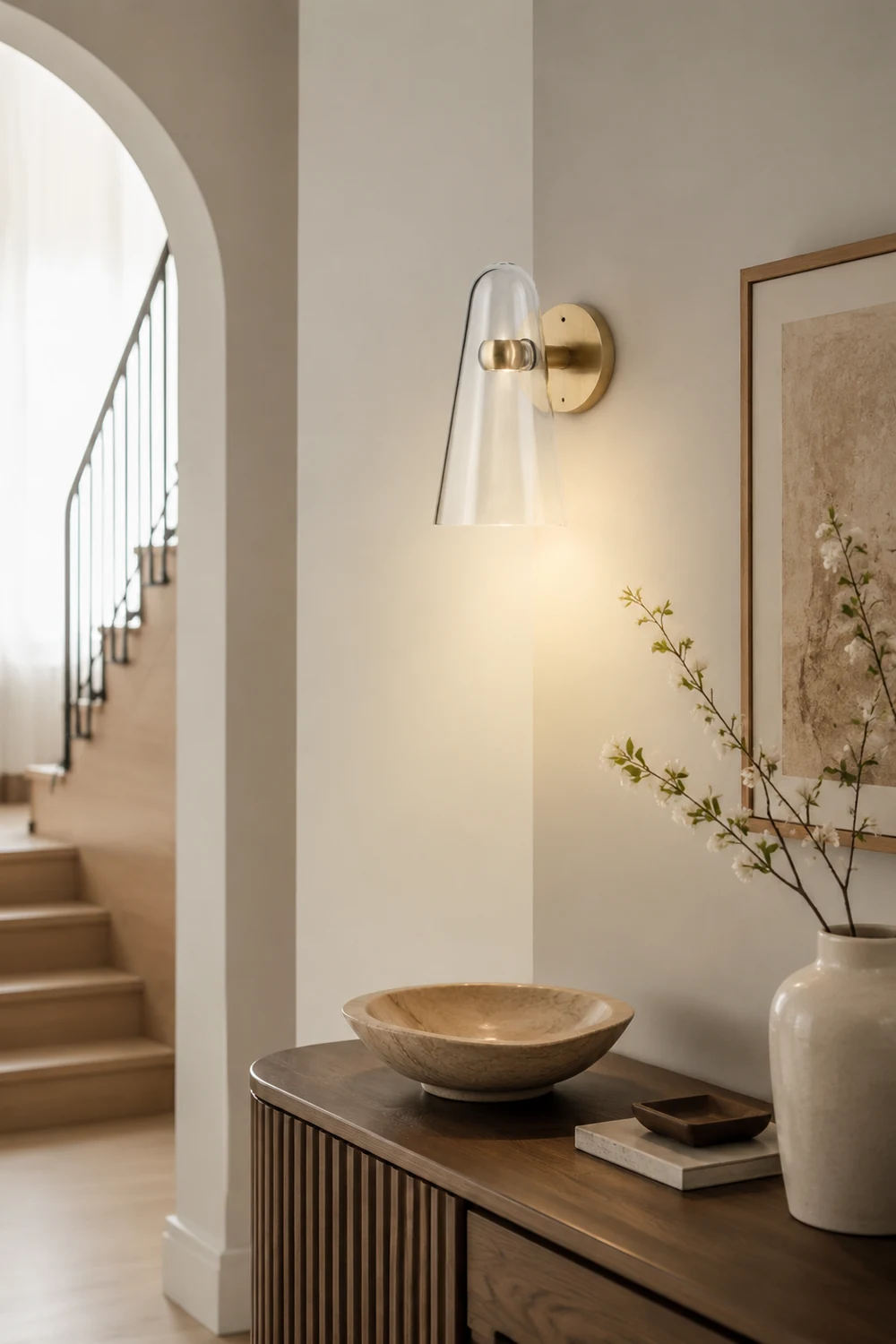 Blair Nordic Modern Wall Lamp, Glass/Metal, Living Room - Lumpaz