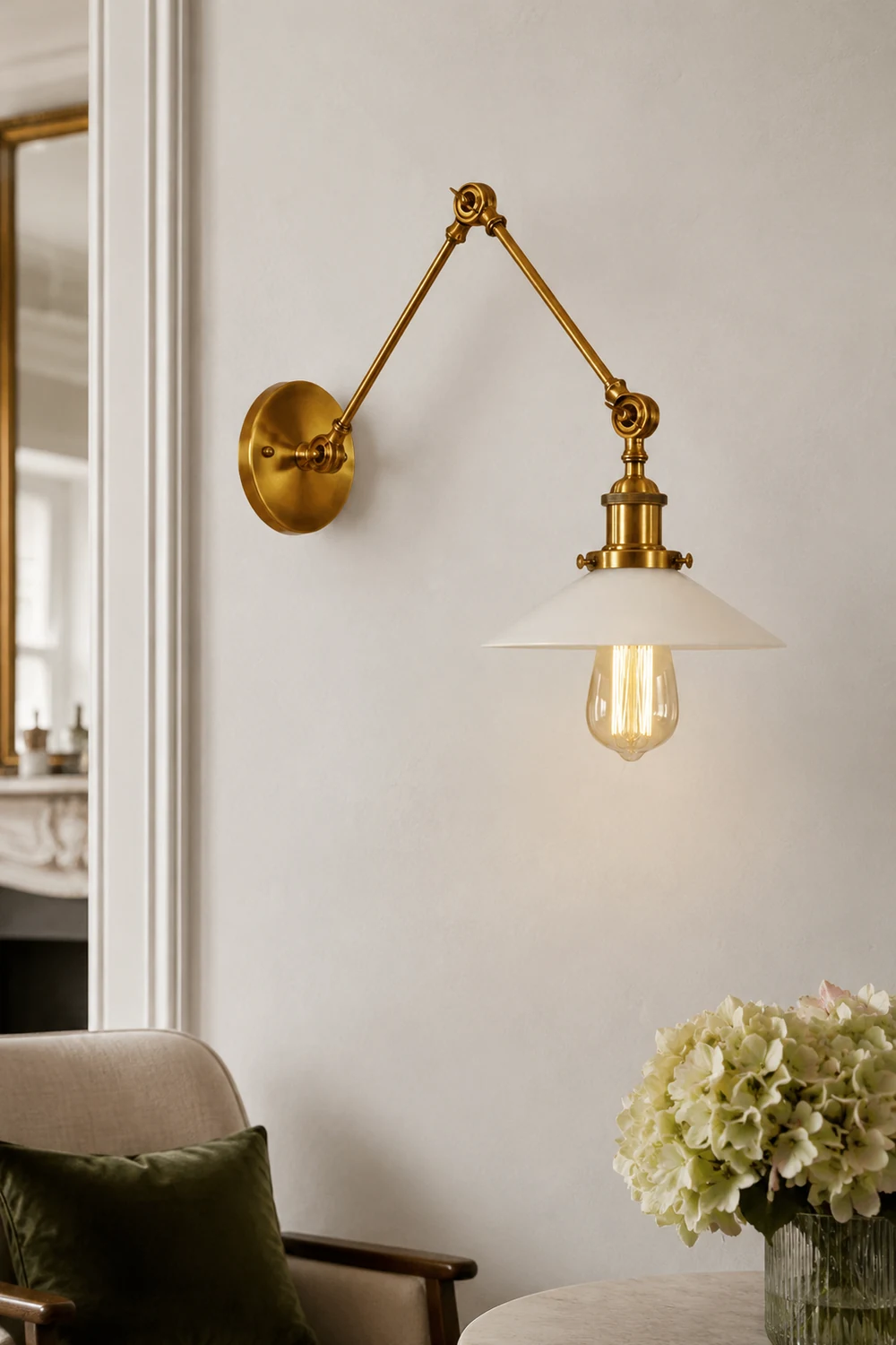 Alessio Wall Lamp Retro Saucer Lampshade Metal Adjustable 2 Color, Bedroom - Lumpaz