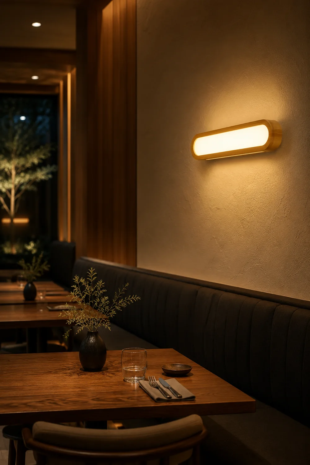 Ozawa Rectangular Wooden Energy Saving Oblong Wall Lamp - Lumpaz