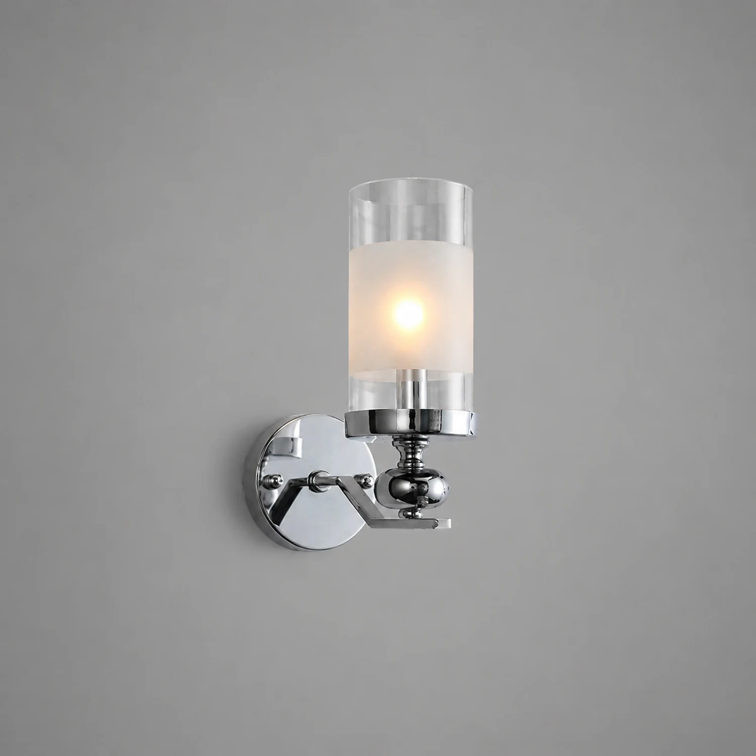 Alessio Retro Silver Metal/Glass Chandelier/Wall Lamp, Living Room - Lumpaz