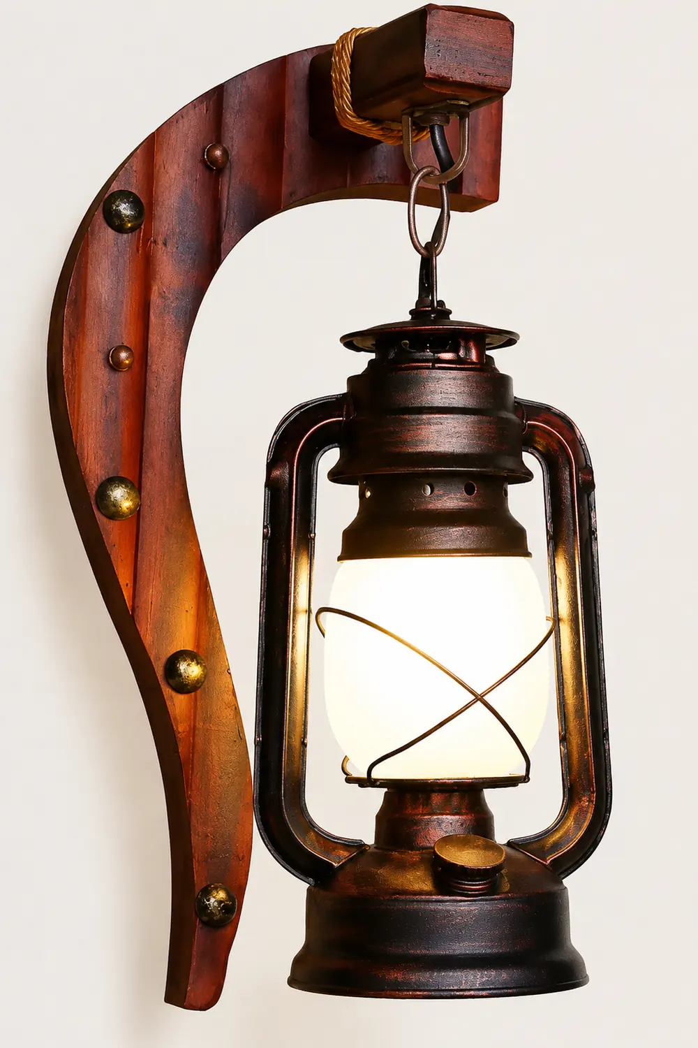 Austin Wall Lamp Minimalist Retro Arc Lampholder Wood Dark Brown, Bedroom - Lumpaz
