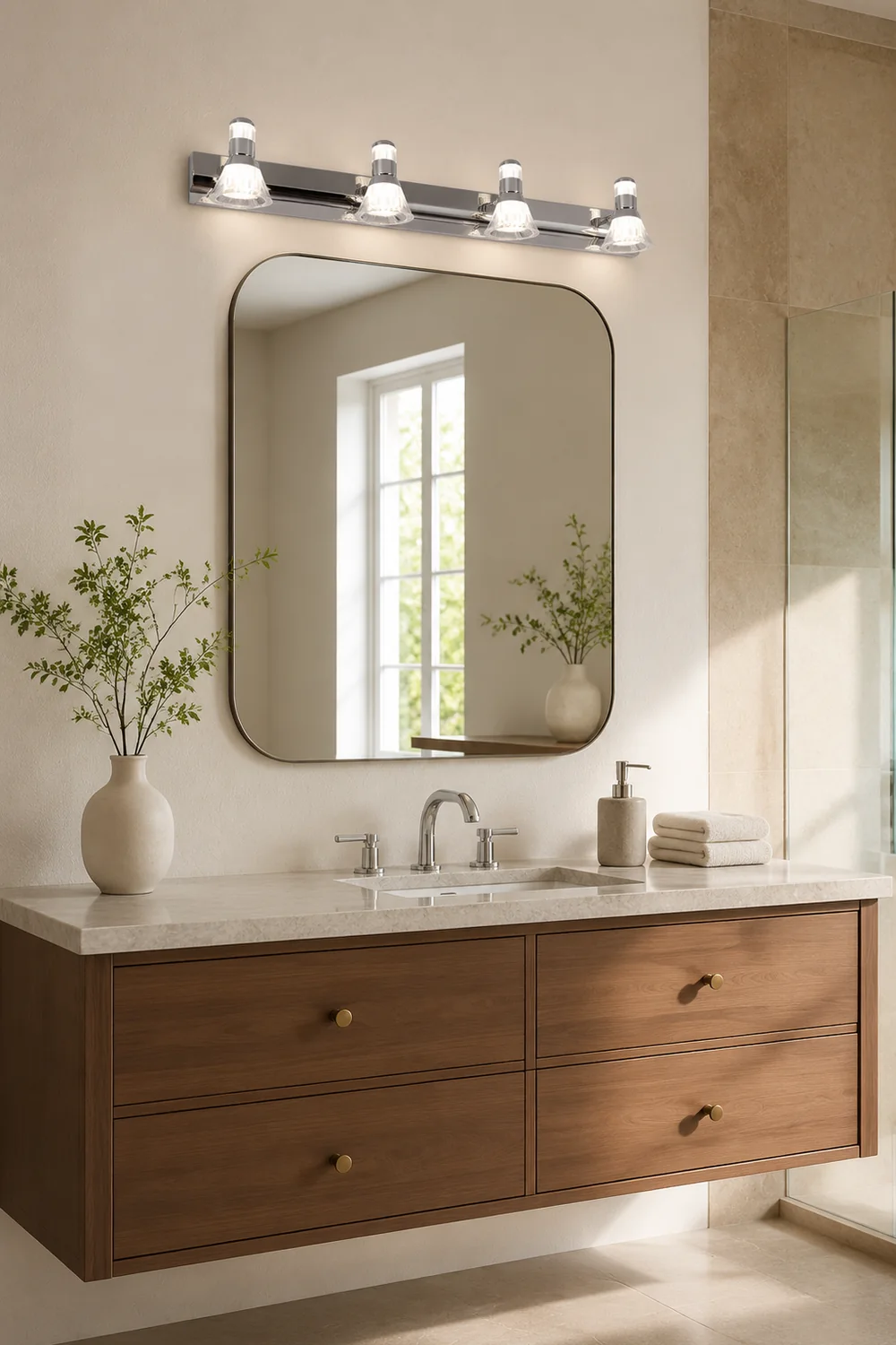 Kristy Conic Modern Multi Metal Mirror Front Vanity Wall Lamp, Silver - Lumpaz