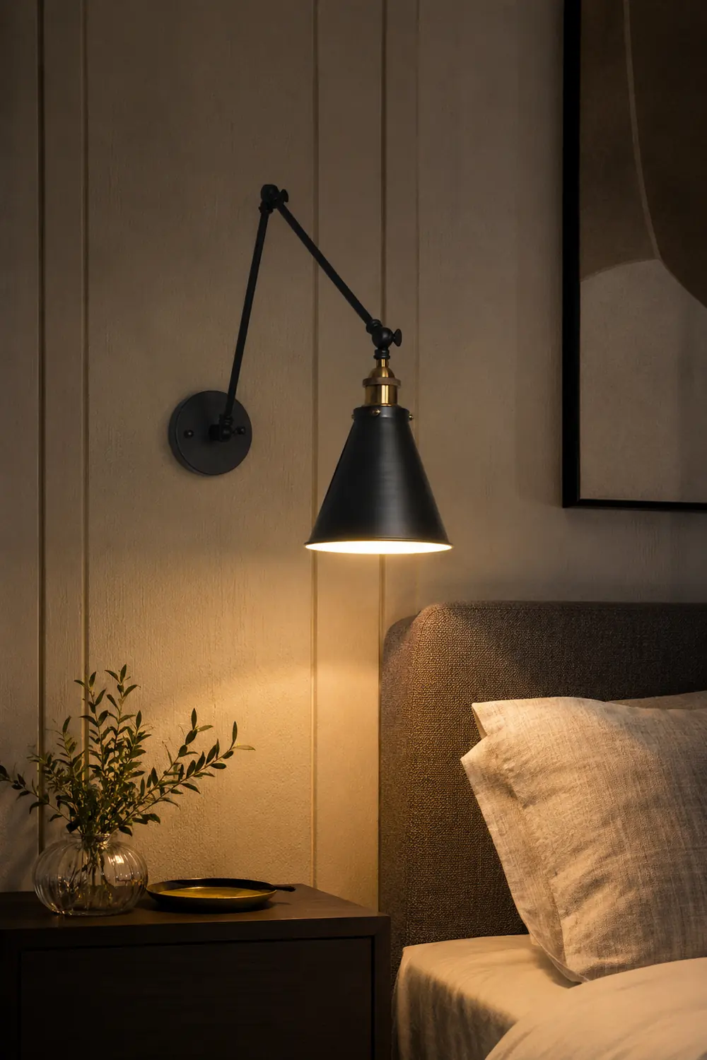 Brady Wall Lamp Minimalist, Tapered Adjustable Metal, 2-Color, Living Room - Lumpaz