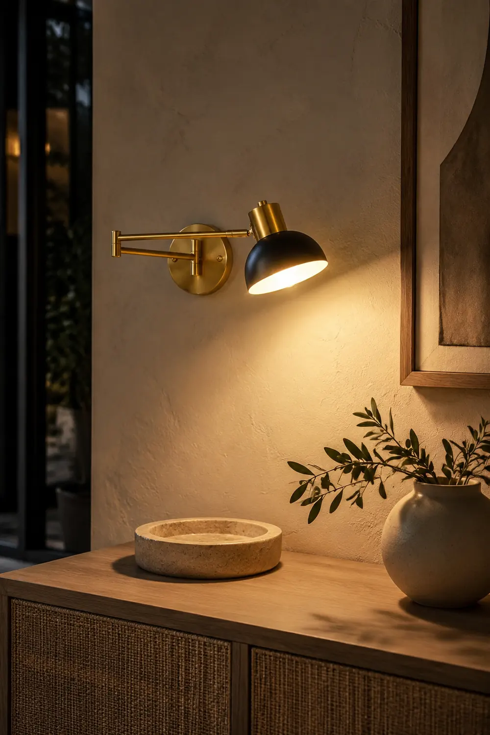 Freja Wall Lamp Modern, Metal Adjustable, Black/Gold, Bedroom - Lumpaz