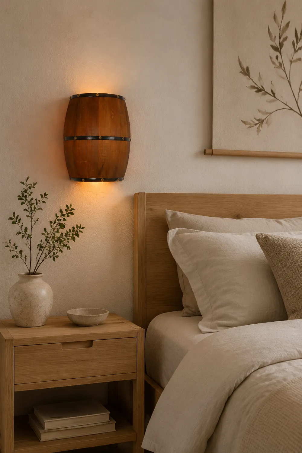 Alessio Wall Lamp Retro Creative Barrel Wooden, Dining Room - Lumpaz