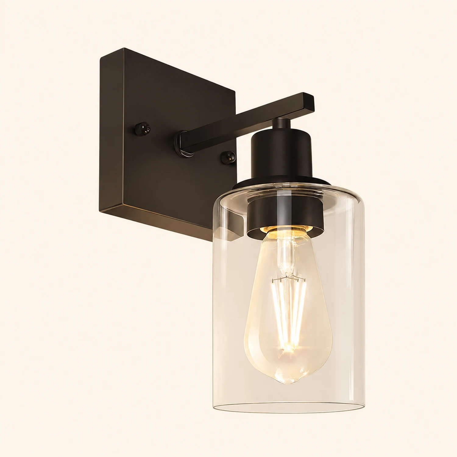 Alessio Modern Mirror Front Black Vanity Wall Lamp, Metal/Glass - Lumpaz