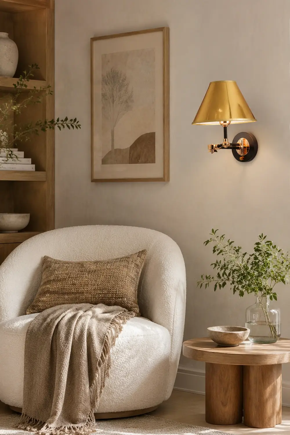 Carins Cone Shaped Adjustable Wall Lamp, Gold, Bedroom - Lumpaz