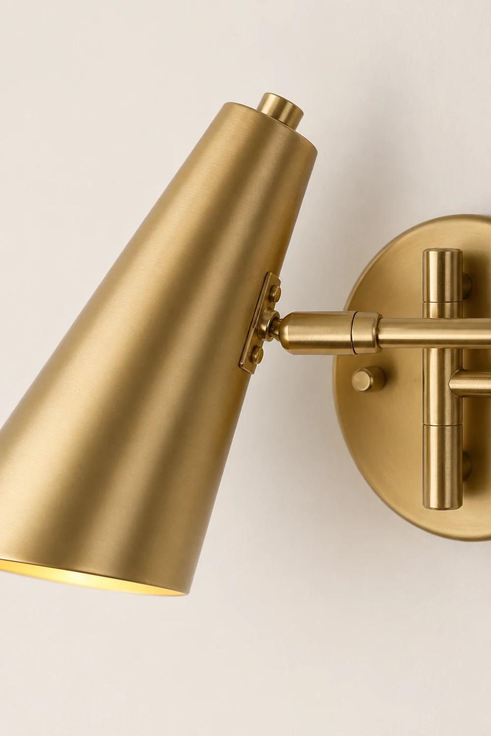 Freja Wall Lamp Cone Modern, Metal Adjustable, Black/Gold, Bedroom - Lumpaz