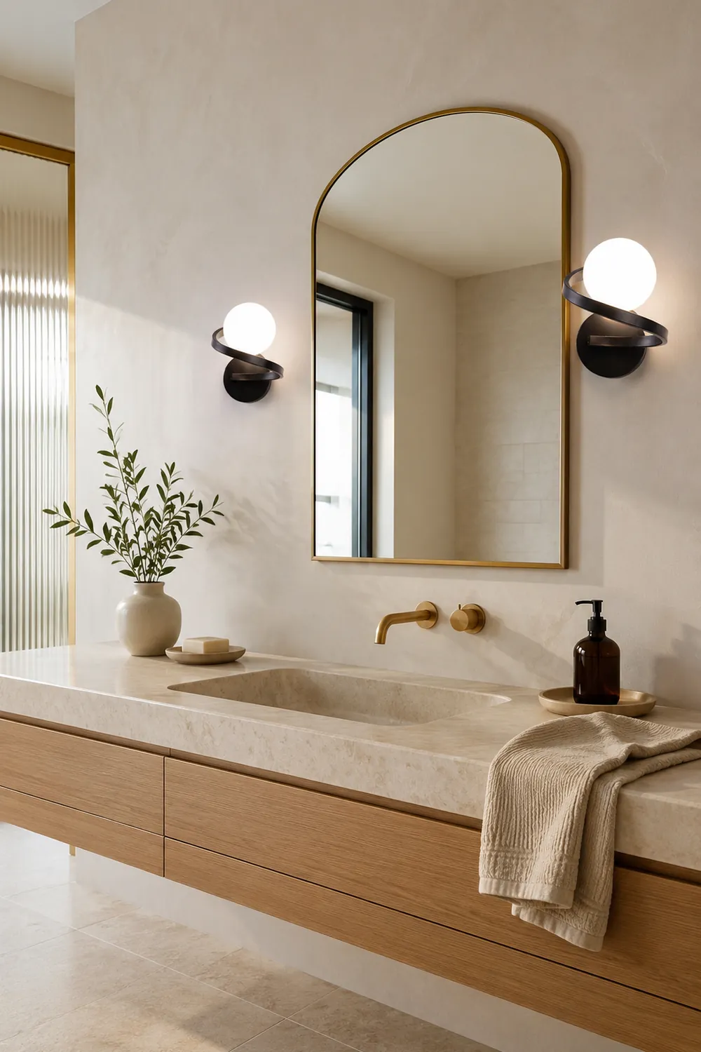 Nordic Globe Glass Vanity Wall Lamp, Gold/Black, Bedroom - Lumpaz