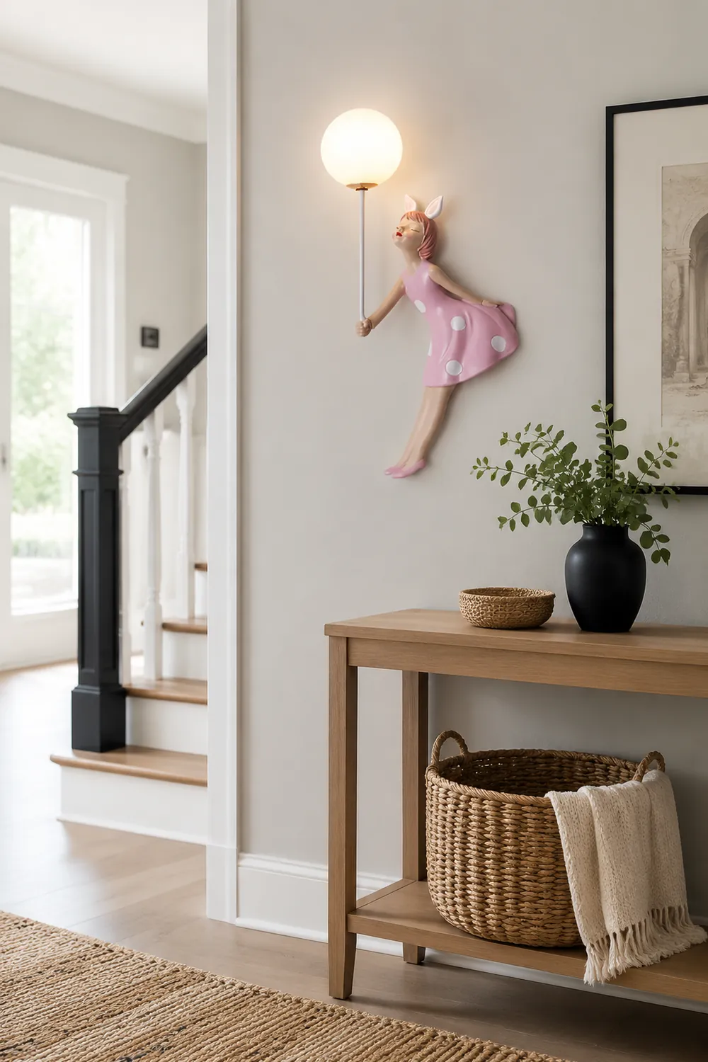 Minori Modern Balloon/Girl Shape Acrylic Pink Wall Lamp - Lumpaz