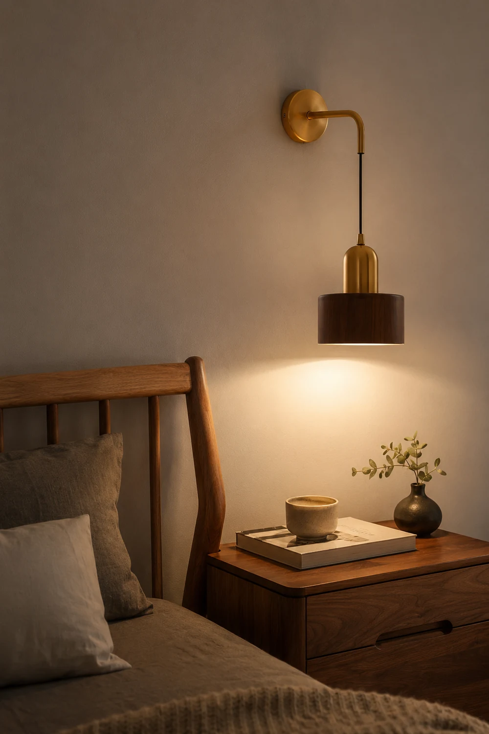 Ozawa Vintage Wooden Cylinder Wall Lamp - Lumpaz