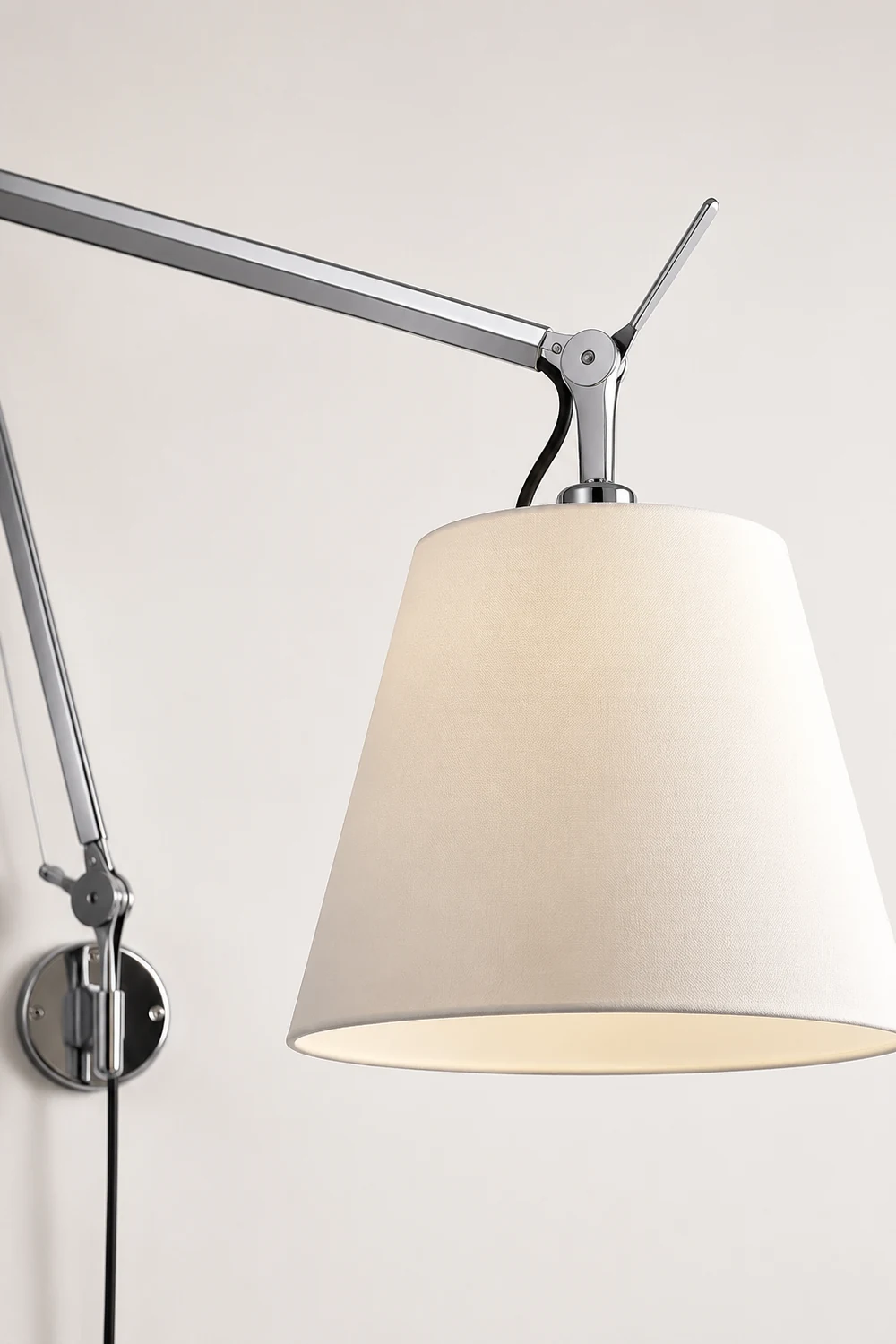 Brady Wall Lamp Dome Modern, Metal/Fabric Adjustable, Silver, Living Room - Lumpaz