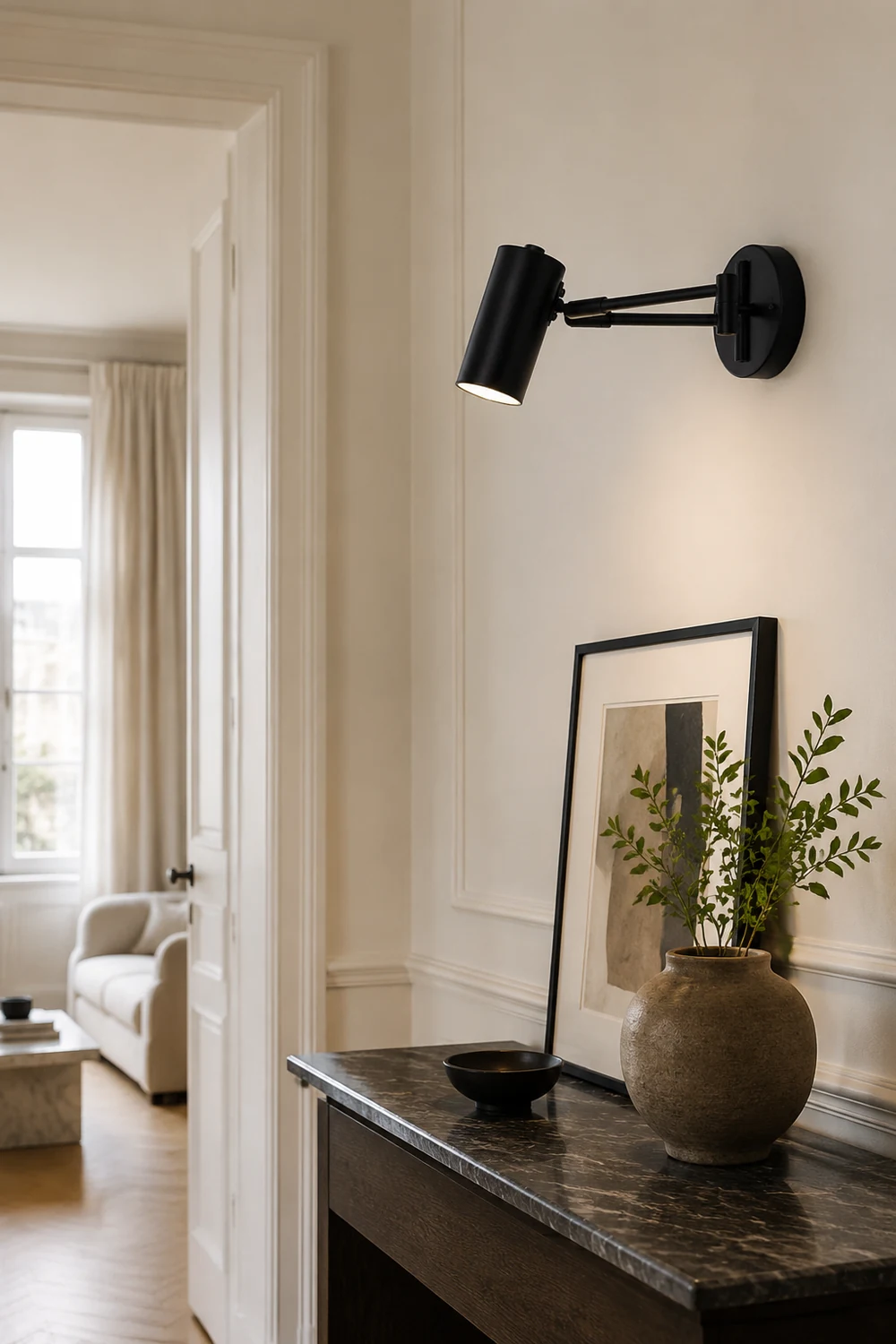 Brady Wall Lamp Cylindrical Adjustable Lamp Pole Metal Black, Living Room - Lumpaz