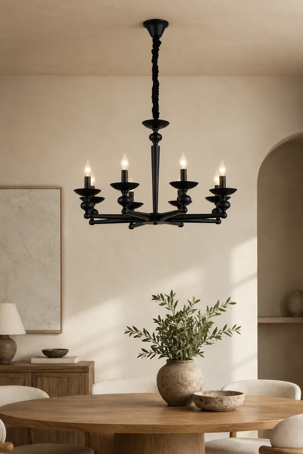 Alessio Retro Candle Wall Lamp/Black Chandelier for Living Room, Dining Room - Lumpaz