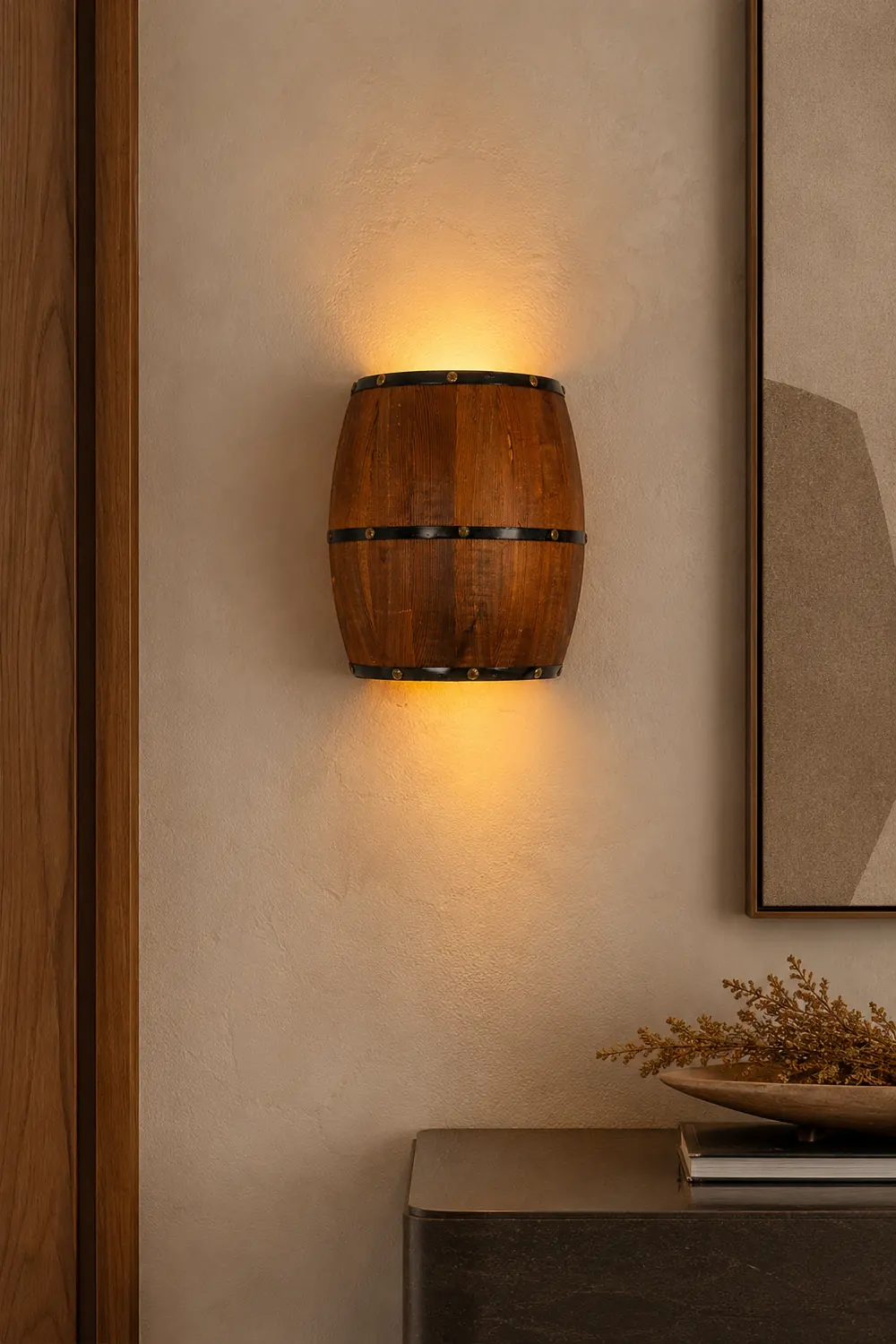 Alessio Wall Lamp Retro Creative Barrel Wooden, Dining Room - Lumpaz
