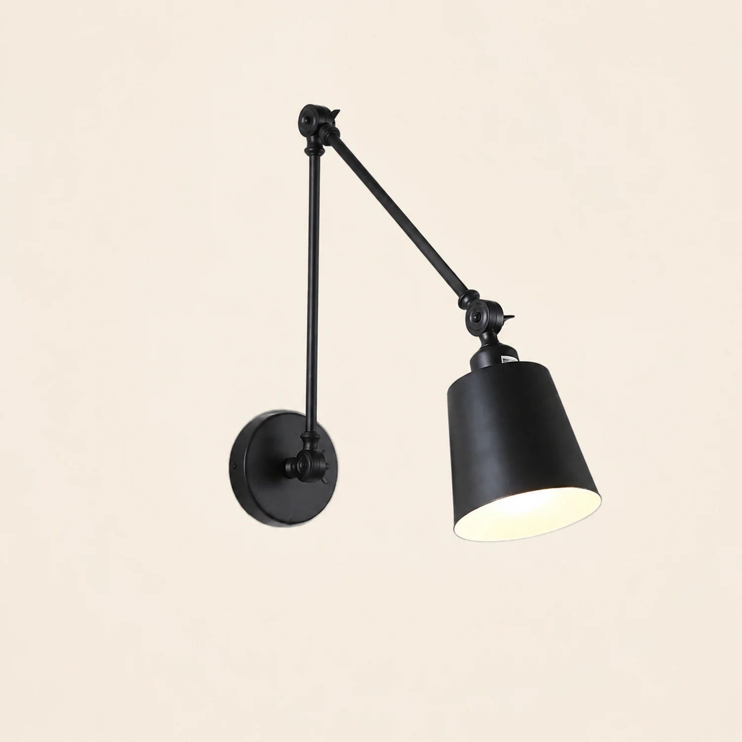 Brady Wall Lamp Dome Modern, Metal Adjustable, Black/White, Living Room - Lumpaz