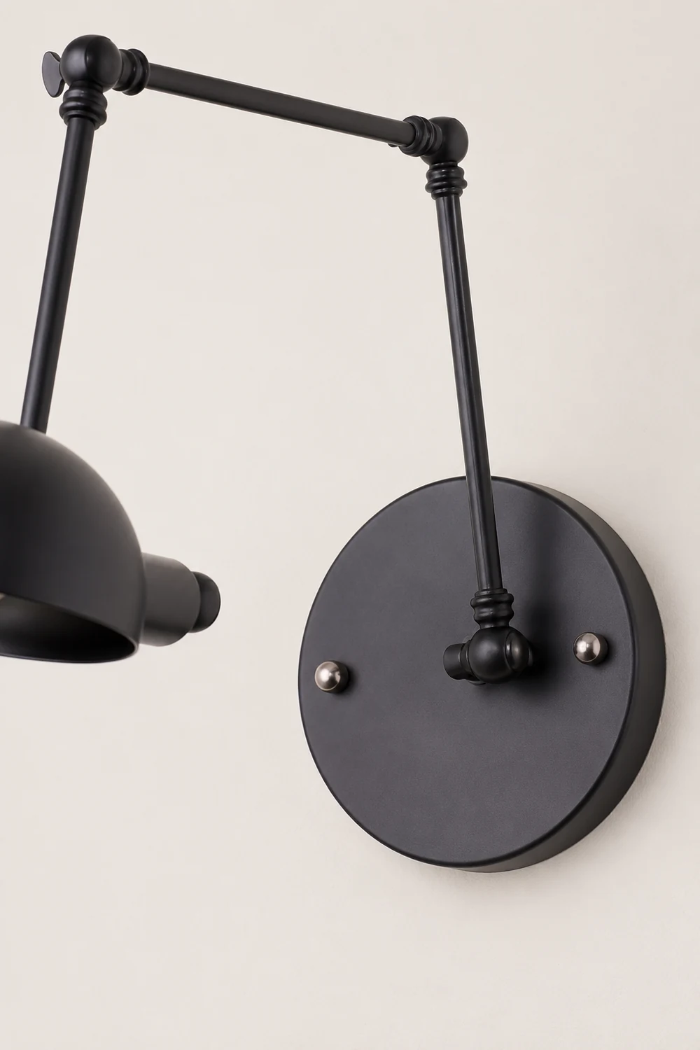 Brady Vintage Adjustable Metal Wall Lamp, Black, Bedroom - Lumpaz