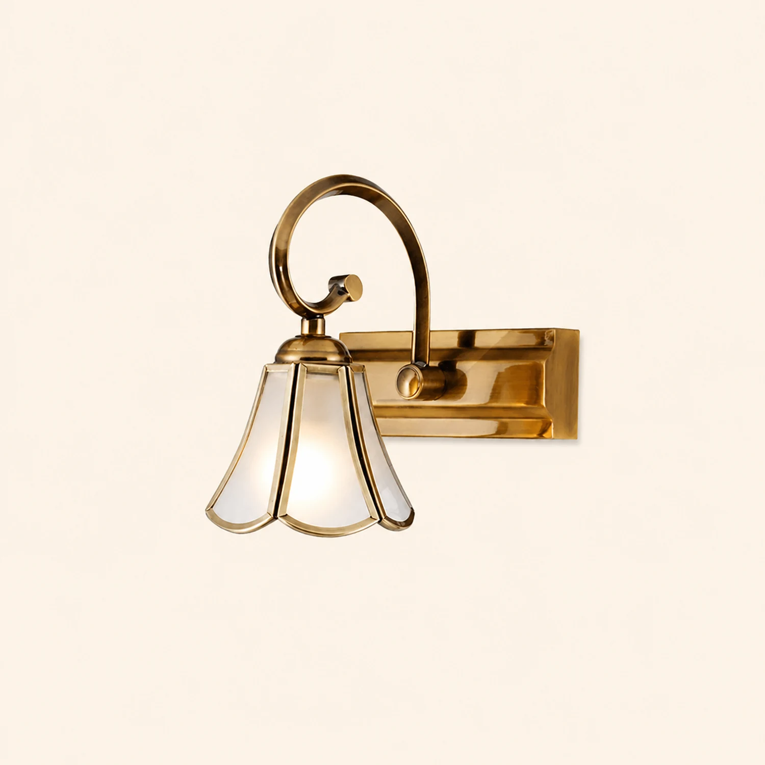 Félicie Wall Lamp Vintage Flower, Metal/Glass, Gold, Kitchen - Lumpaz