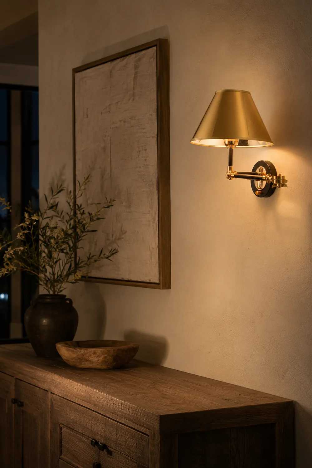 Carins Cone Shaped Adjustable Wall Lamp, Gold, Bedroom - Lumpaz