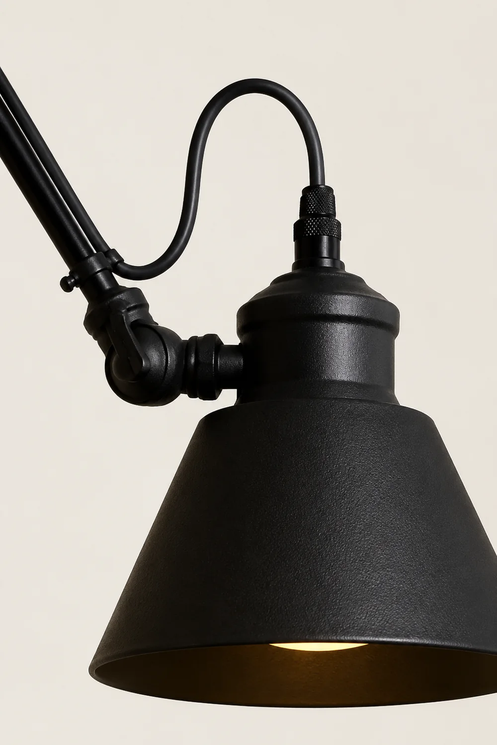 Brady Wall Lamp Conic Modern, Metal Adjustable, Black, Living Room - Lumpaz