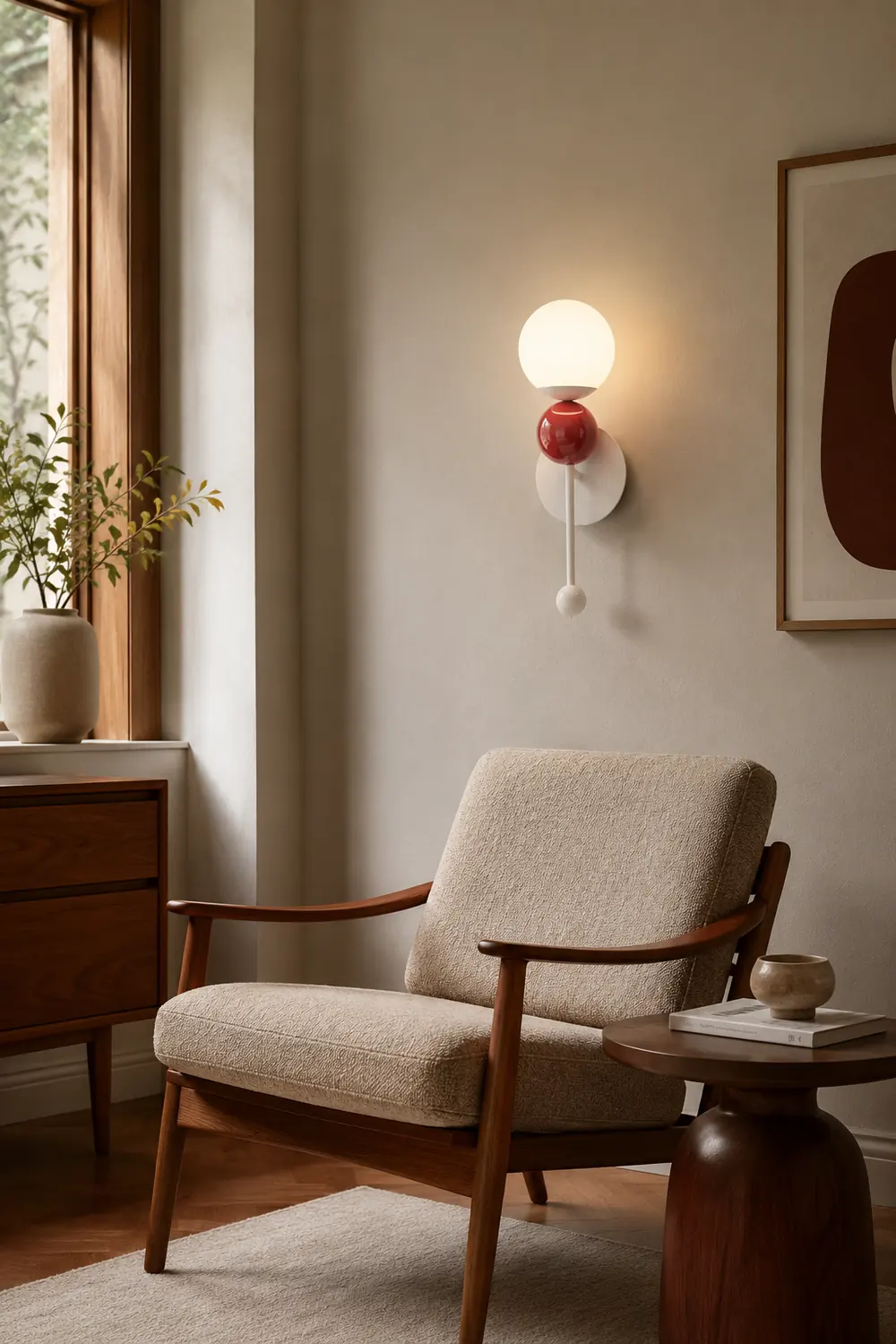 Hailie Modern LED Wall Lights/Ceiling Light Wood/Red Bedroom/Hallway/Living Room - Lumpaz