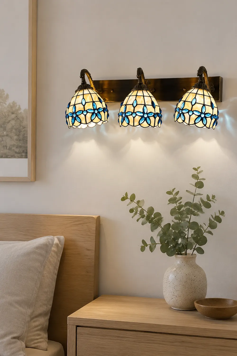 Baxter Vintage Flower Shaped Metal/Glass bedroom wall lamp - Lumpaz