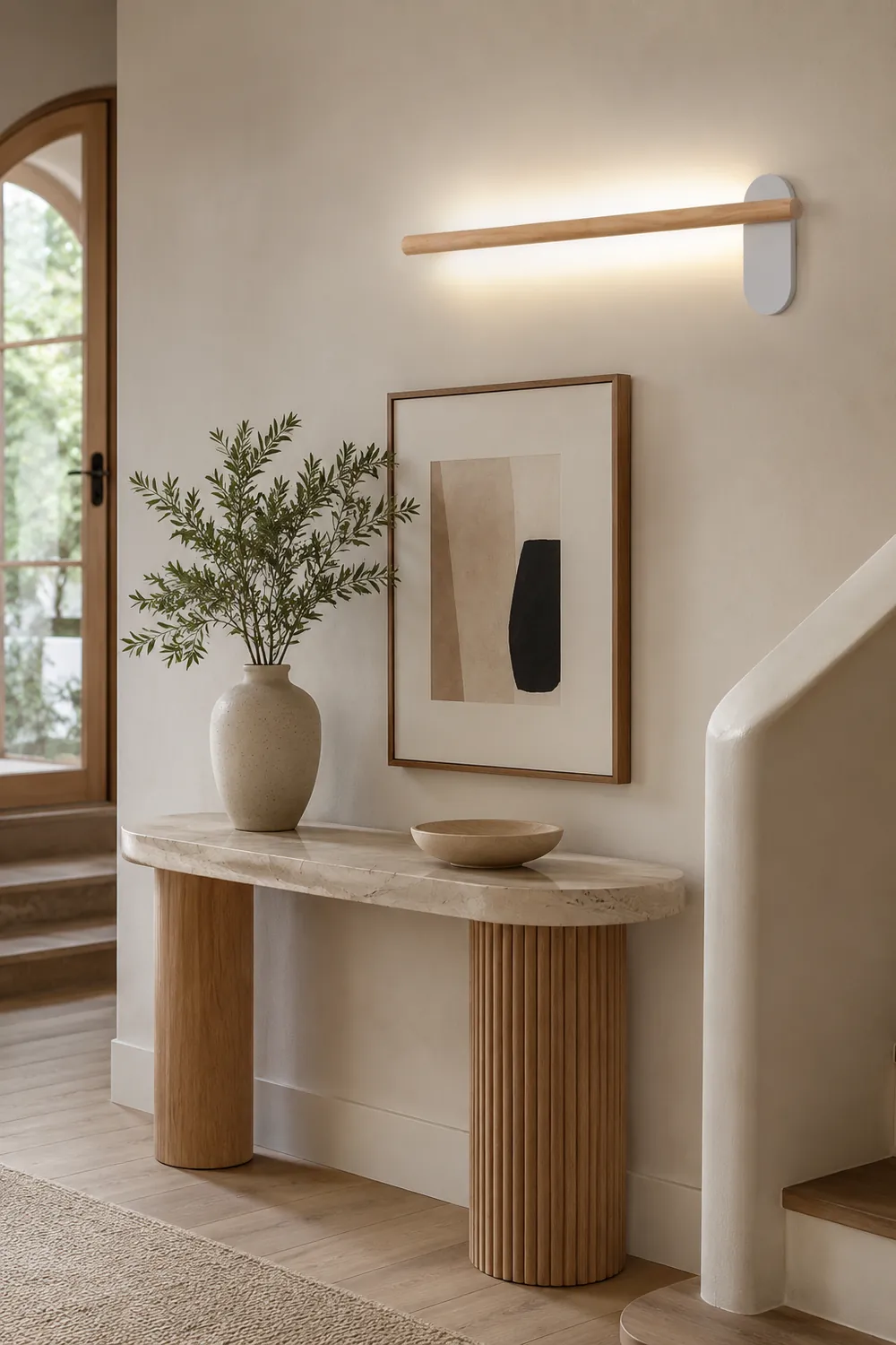 Ozawa Modern Linear Wood Wall Lamp In Living Room, Natural Light - Lumpaz