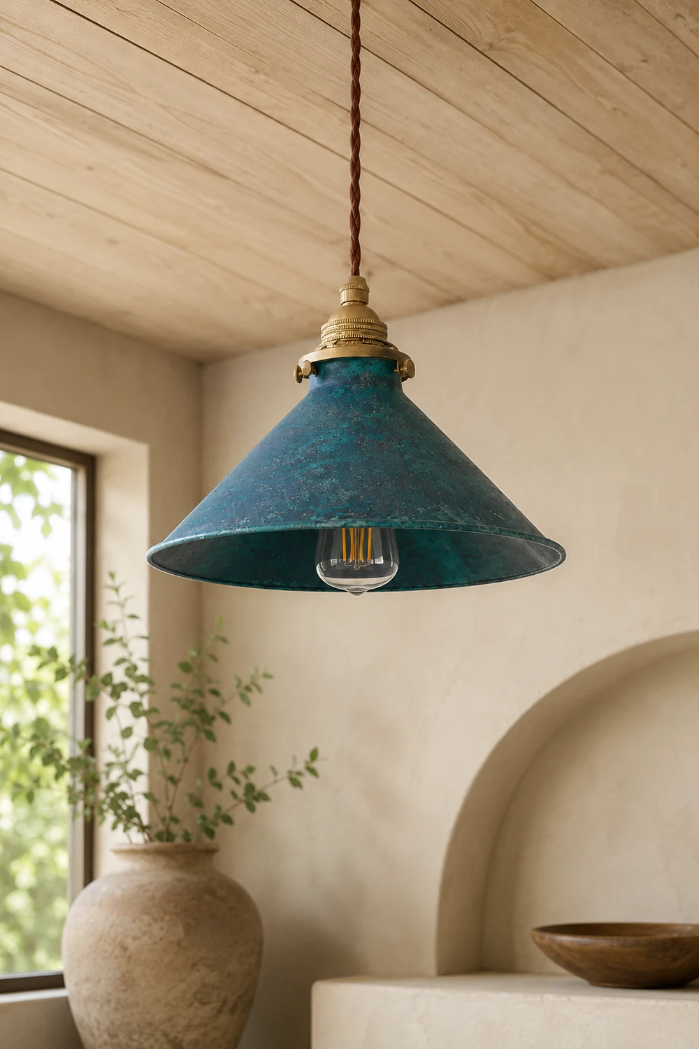 Alessio Vintage LED Rustic Pendant Light Metal Blue Kitchen Balcony - Lumpaz