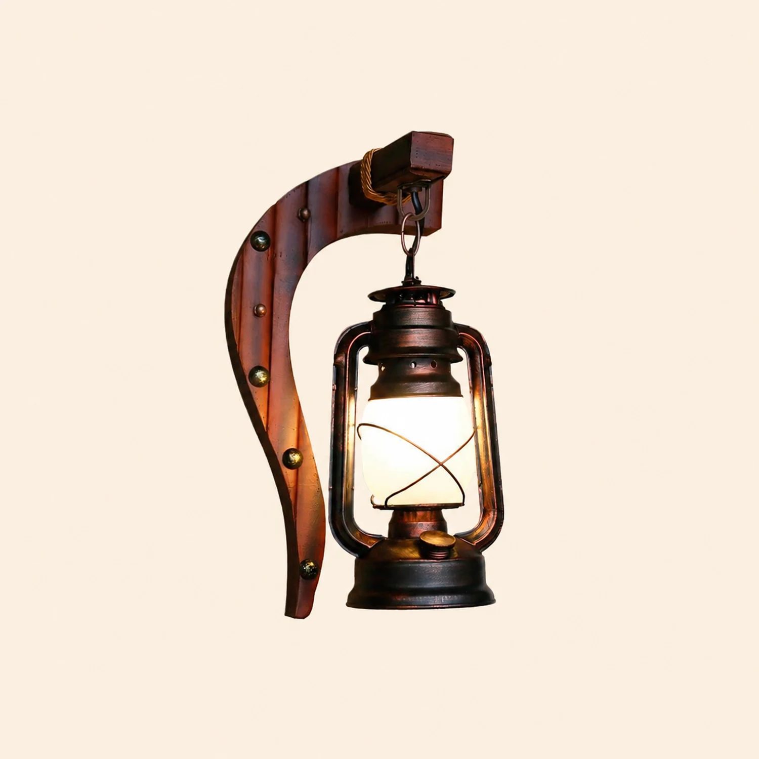 Austin Wall Lamp Minimalist Retro Arc Lampholder Wood Dark Brown, Bedroom - Lumpaz