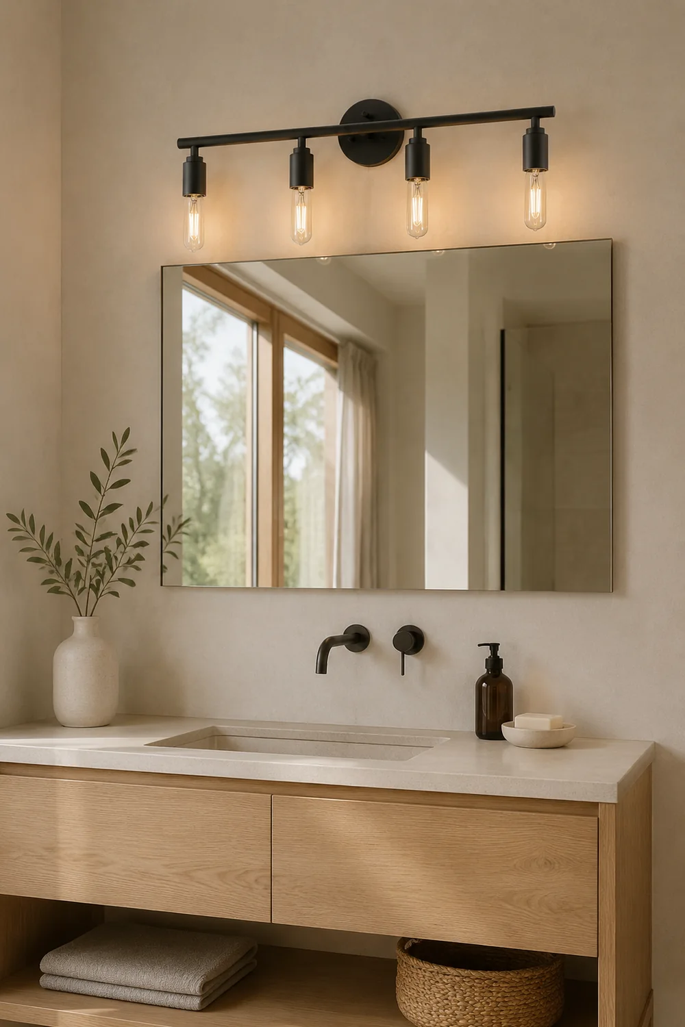 Alessio Modern Glass Vanity Wall Lamp, Black, Bathroom, 3/4 Light - Lumpaz